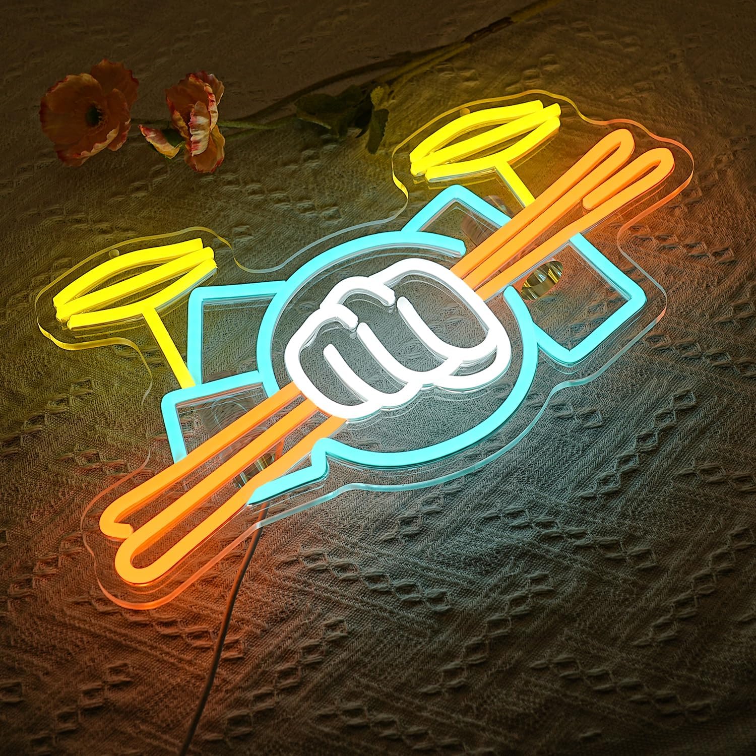 Drum Set Neon Sign USB Powered - Musical Instrument Set review and price