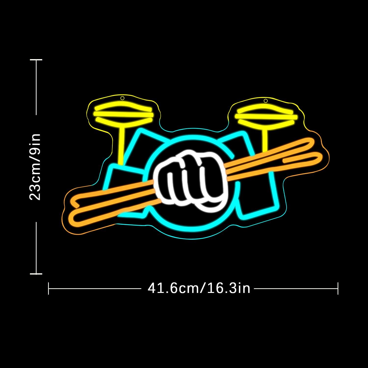 Drum Set Neon Sign USB Powered - Musical Instrument Set review and price