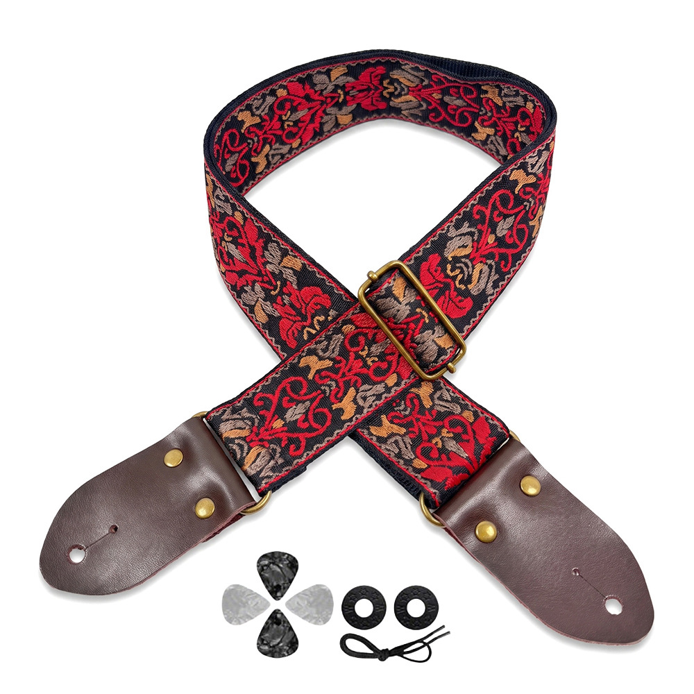 Embroidered Print Guitar Strap - Musical Instrument Sounds review and price