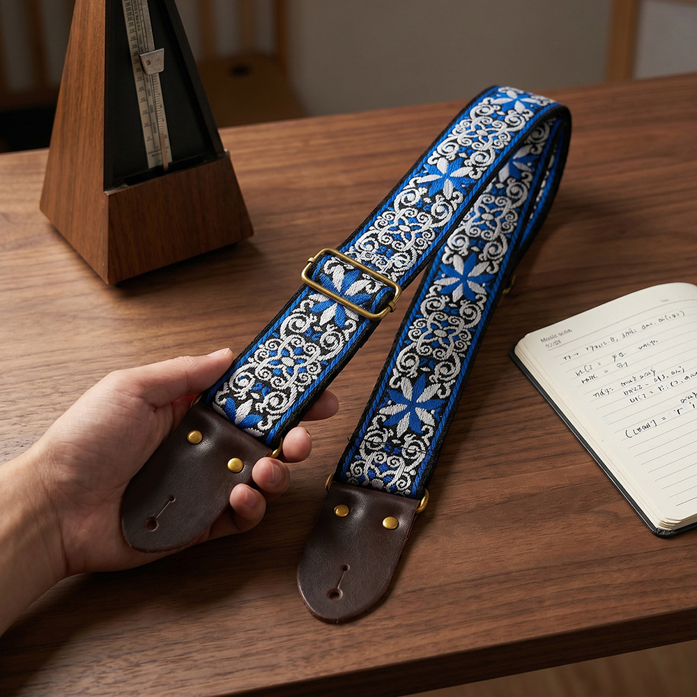 Embroidered Print Guitar Strap - Musical Instrument Sounds review and price