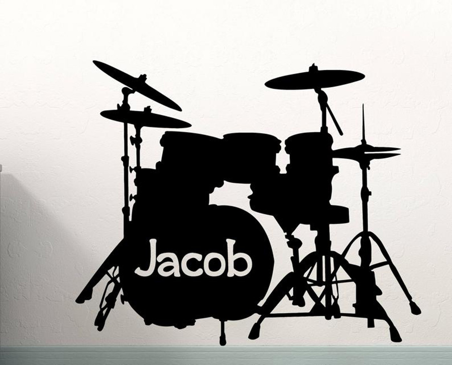 Drum Set Wall Decal Custom Nam - Musical Instrument And Name review and price