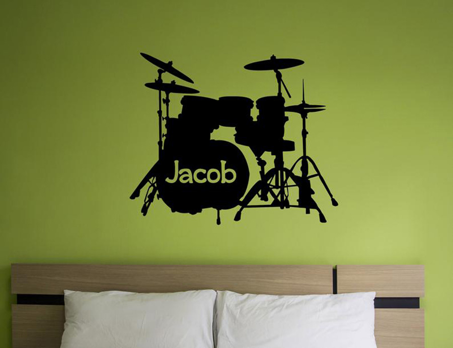 Drum Set Wall Decal Custom Nam - Musical Instrument And Name review and price
